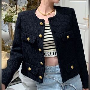 Mango Black Blazer with Gold Buttons